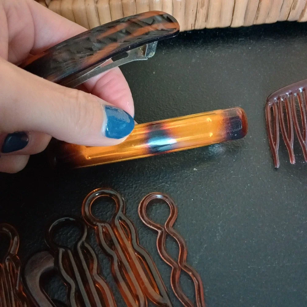 Vintage Tortoiseshell‎ Hair Barrette Comb Lot Goody Unbranded